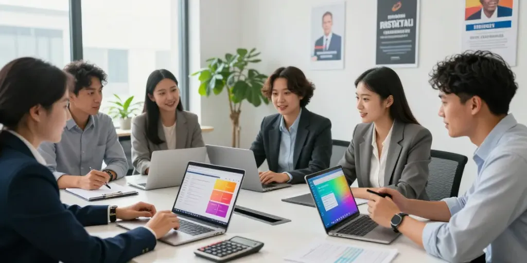 Team discussing Payday Loans Canada options at a modern office.