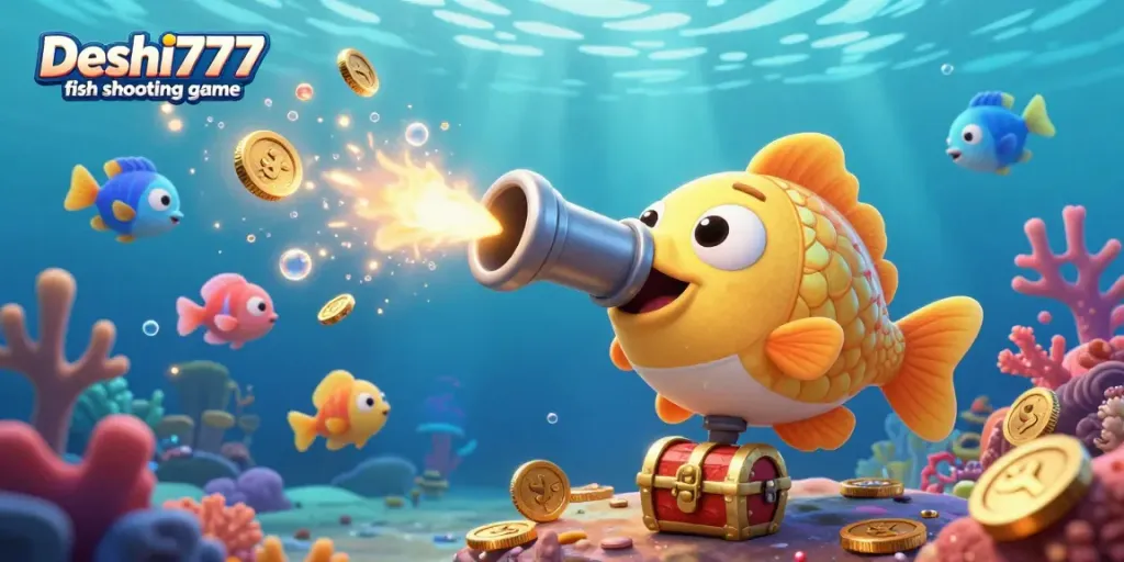 Experience the thrill of the Deshi777 fish shooting game with dynamic underwater action.