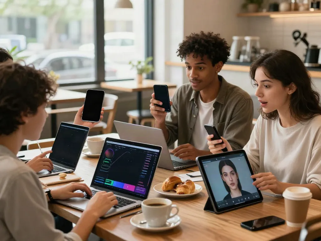 Exploring alternatives to QOVES in a modern café with facial analysis apps.