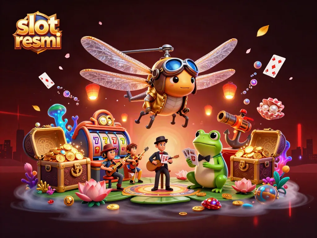 Engage with the vibrant world of slot resmi at the lily pad casino featuring dazzling 3D characters and gaming elements.
