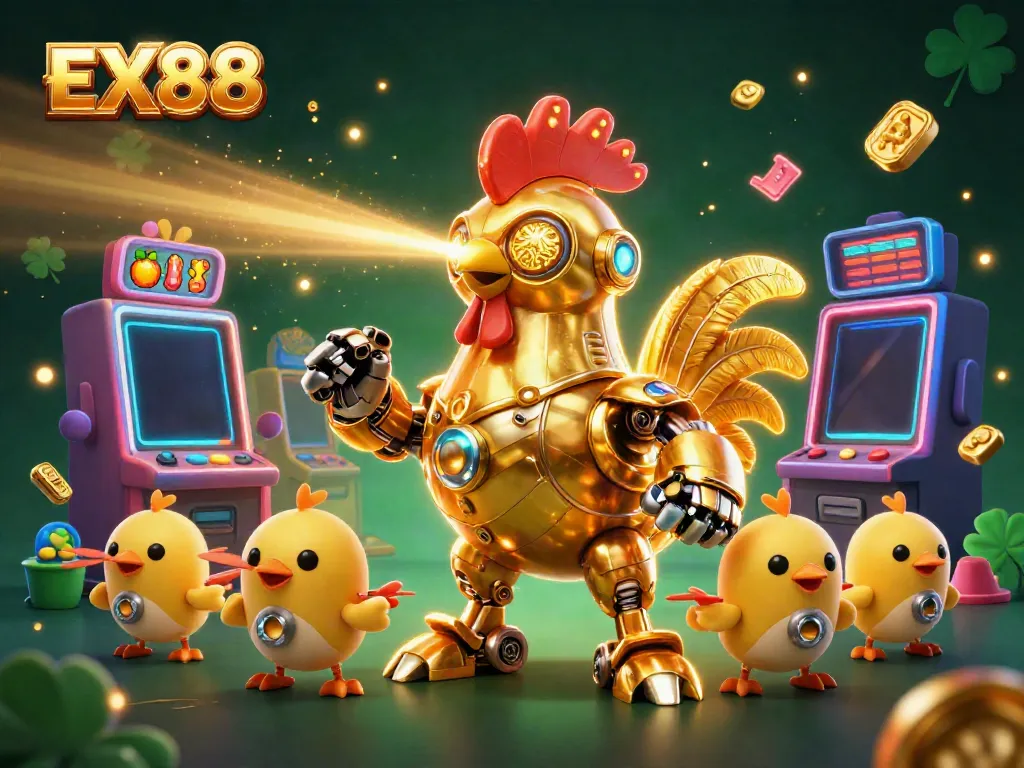 Experience exciting slots action at EX88 with vibrant 3D characters and game elements.