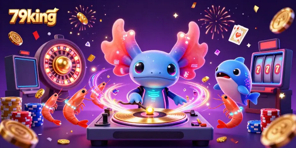 Experience the vibrant energy of 79king with a lively underwater casino scene featuring dynamic characters and elements.