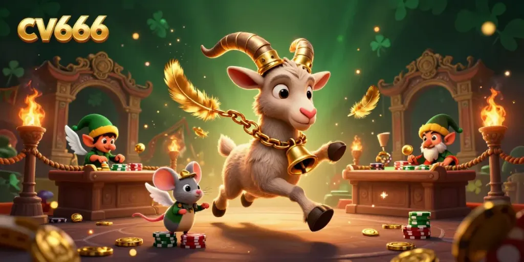 Experience thrilling action at the cv666 casino with playful characters engaging in fun games and chaos.