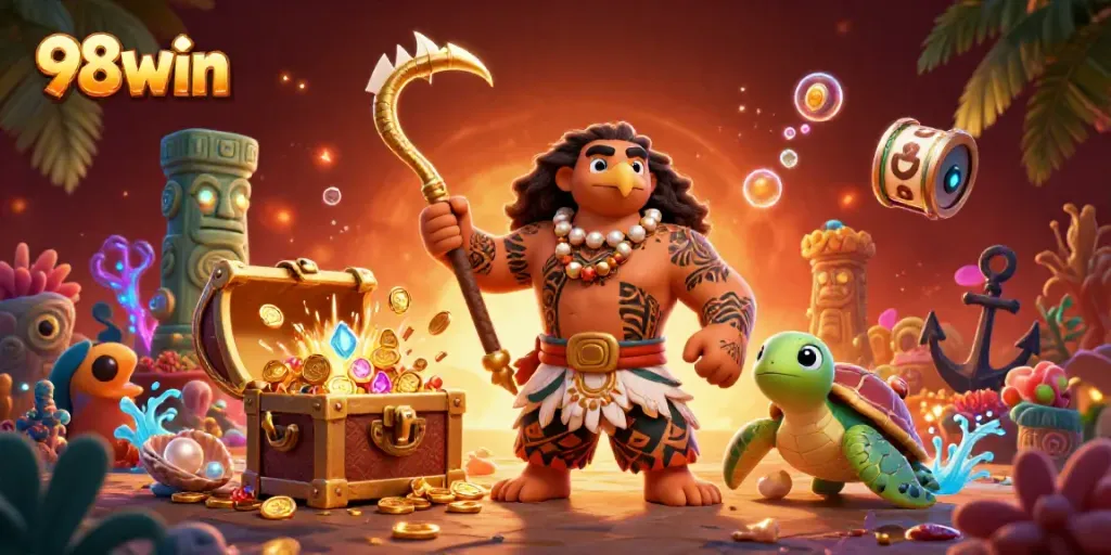 Engage with exciting 98win casino gameplay featuring colorful underwater treasures and vibrant characters.